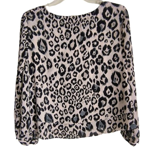 Zara Basic Leopard Print Top Women's Sz M Tan Black Layered Long Sleeve Pullover - Picture 6 of 16